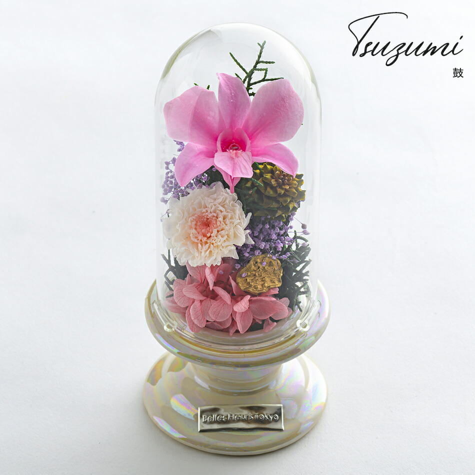 即日発送】プリザーブドフラワー 仏花 お供え花 鼓（つづみ）ガラス