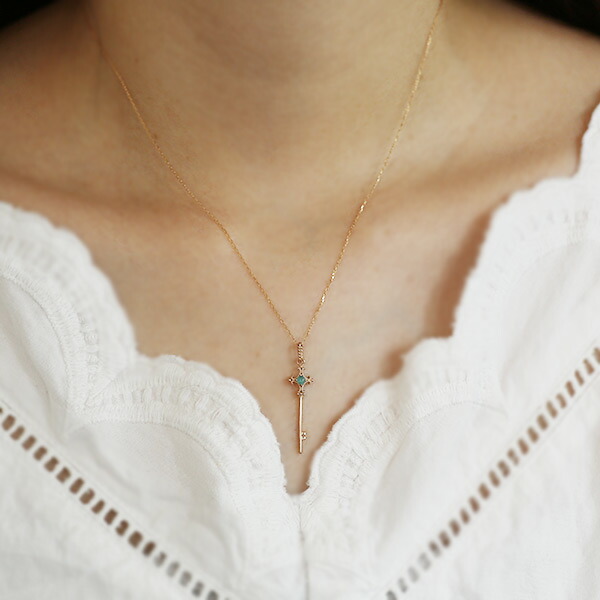 限定1本 K10PG パライバトルマリン カボション 鍵ペンダントトップ