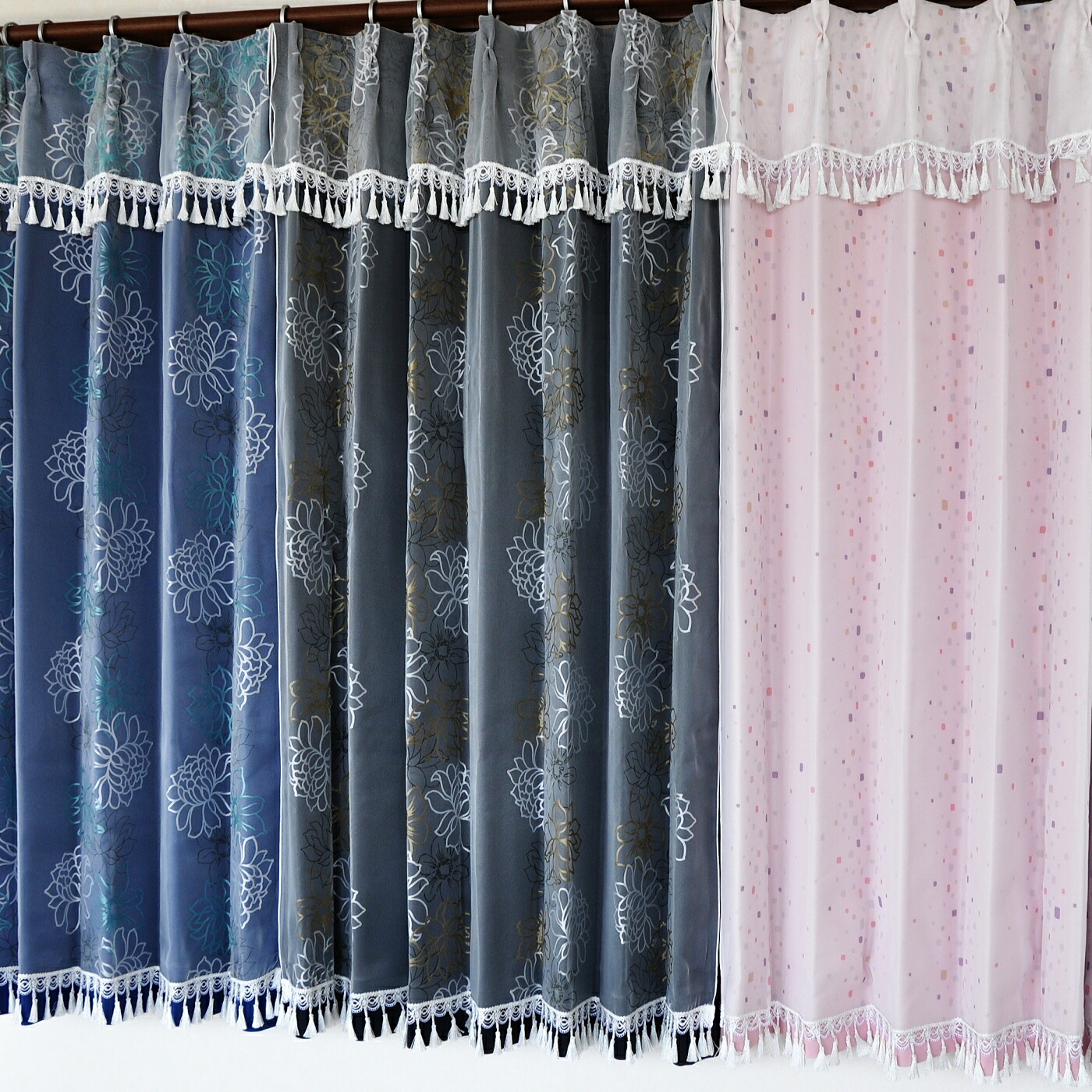 楽天市場】【二重カーテン】カーテン 姫系 遮光カーテン 一体型 フリル