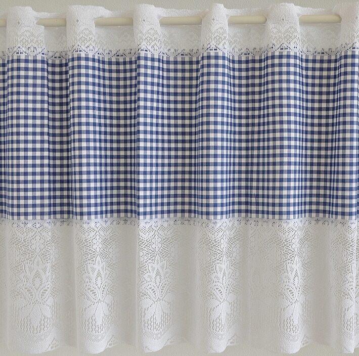 楽天市場】【日本製】【ギンガムチェック カフェカーテン】レース飾り