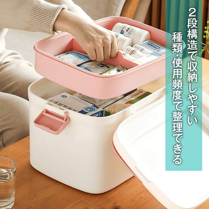 楽天市場】救急箱 大容量 大 シンプル おしゃれ 薬箱 2段収納 北欧風