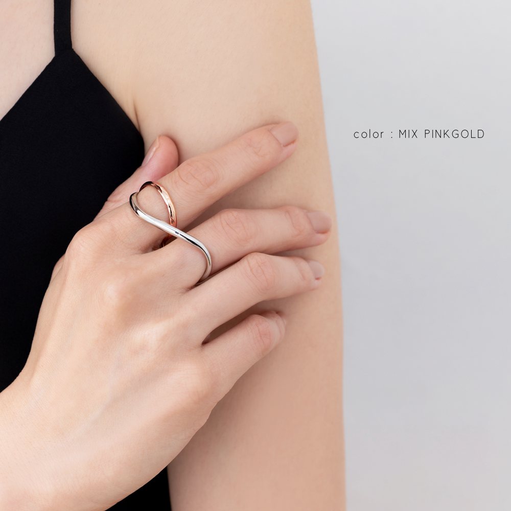 楽天市場】ダブルフィンガーリング 指輪 レディース メタル バイカラー