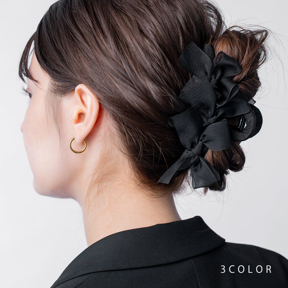 定形外郵便】 バンスクリップ リボン シアー フリル チュール シフォン