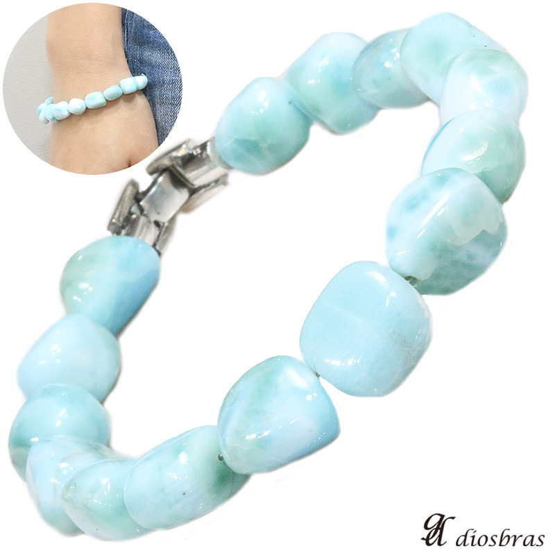 ラリマーブレスレット 7mm馬蹄