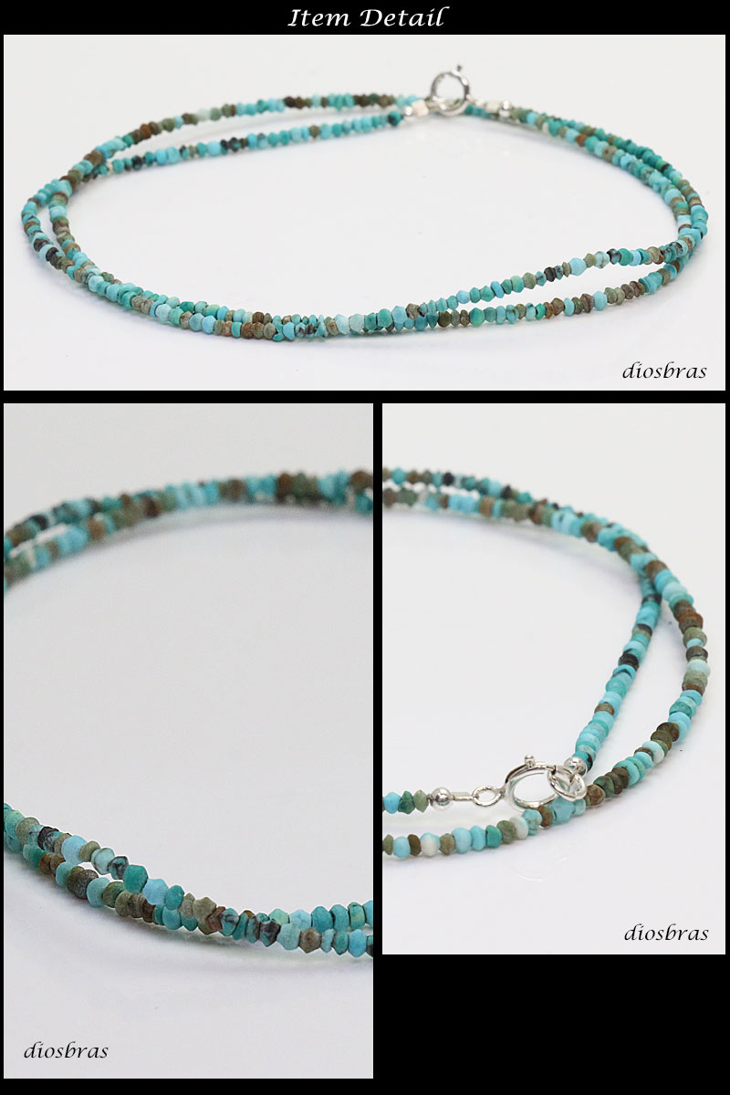 楽天市場】ネックレス ターコイズ ビーズ ネックレス 2mm幅 フェザー