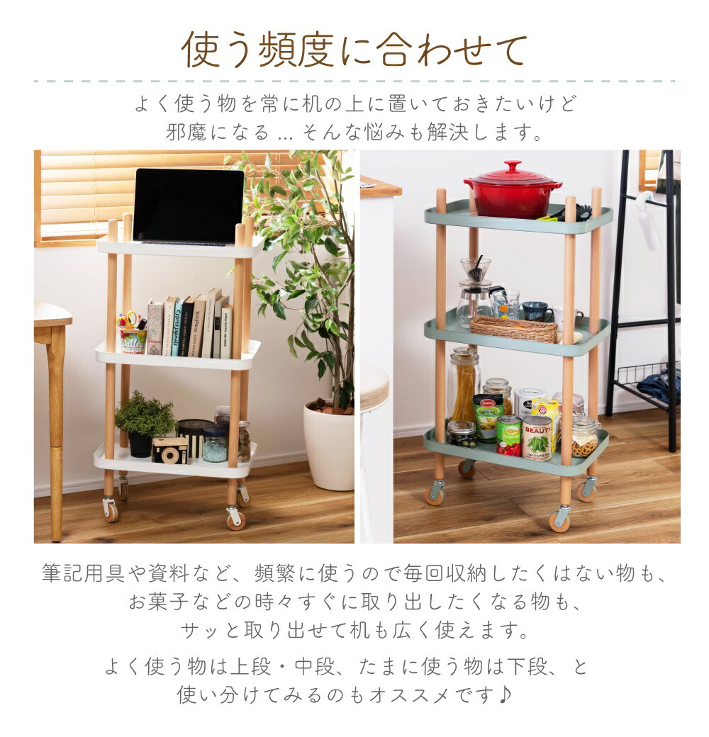 楽天市場】ワゴン 3段 マルチワゴン キッチンワゴン サイドテーブル