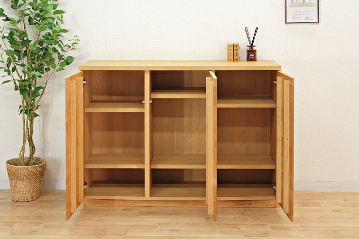 楽天市場】本棚 完成品 幅120cm 扉付き ロータイプ 国産 木製 アルダー