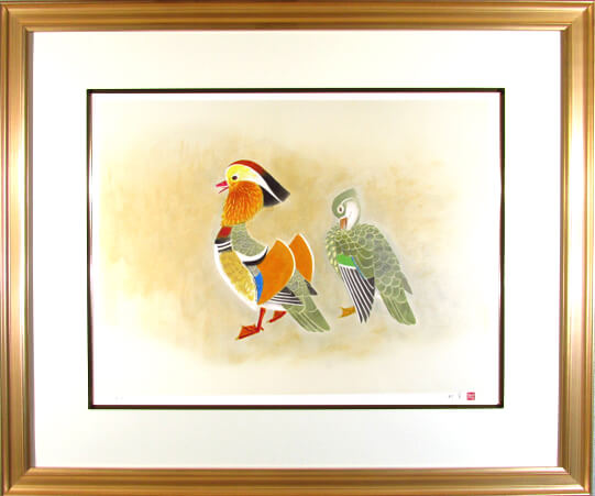 【美品】上村松篁「樹下幽禽」複製画　新品額付 樹下幽禽 | ｜正光画廊