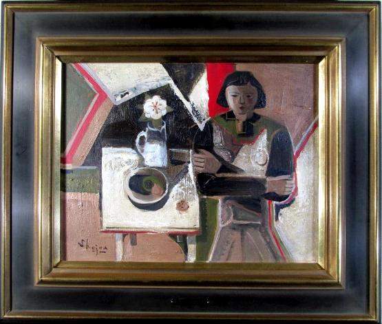 島田章三、【雪の日に赤い手袋】、新品高級額 額装付、希少画集画、状態良好 島田章三 『赤い花』 [古美術こもれび] 骨董,掛軸,絵画の買取と販売,名古屋