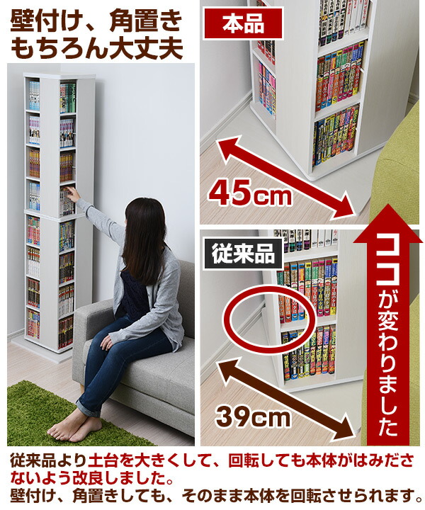 楽天市場】360度 回転コミックラック 8段 DSRR-8 本棚 書棚 ブック