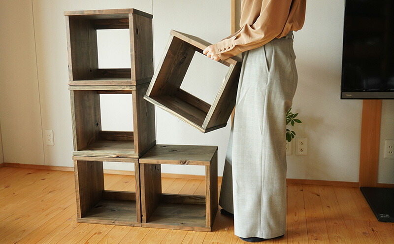 楽天市場】【ふるさと納税】古材 キューブボックス 本棚 ラック 箱 棚