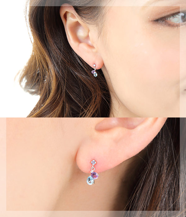 楽天市場】ブルートパーズ アメジスト タンザナイト ピアス K10WG