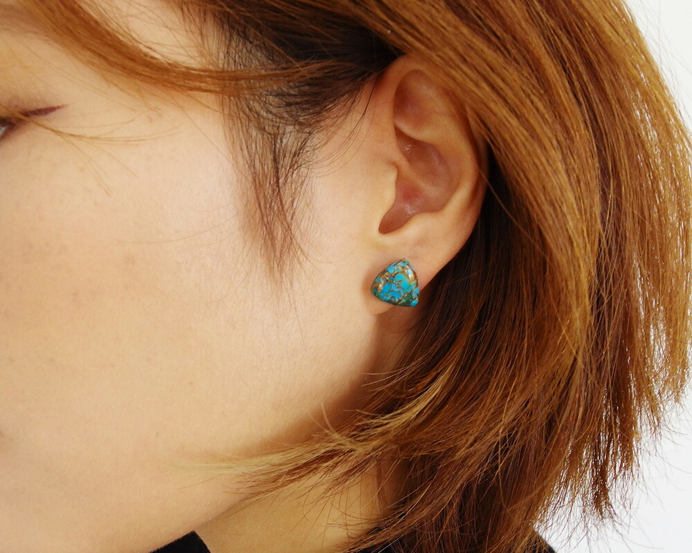 楽天市場】ブルー コッパー ターコイズ ピアス カッパー ターコイズ