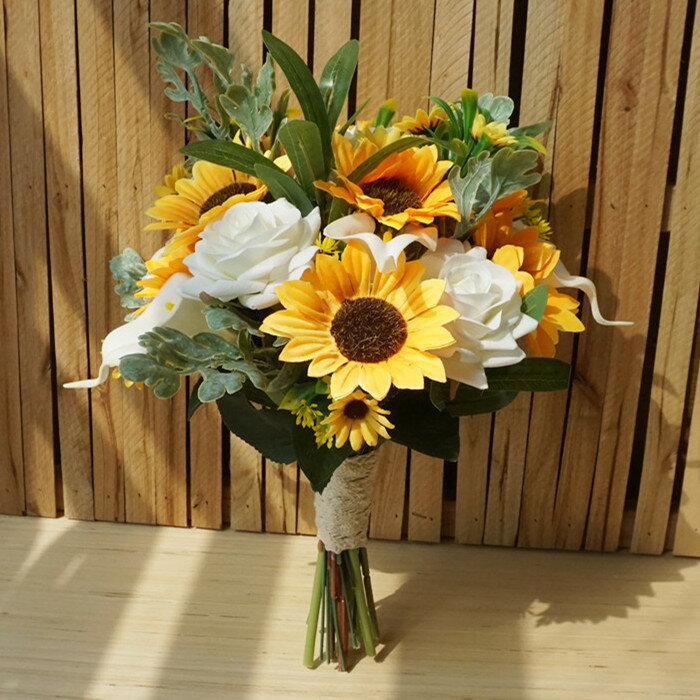 楽天市場】可愛い ひまわり バラ ウェディングブーケ 結婚式 ブーケ