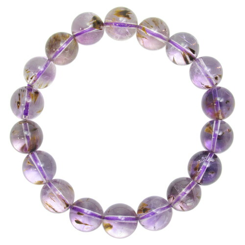 10mm 16.5cm ルチルクォーツ入り アメジスト ブレスレット (レディース
