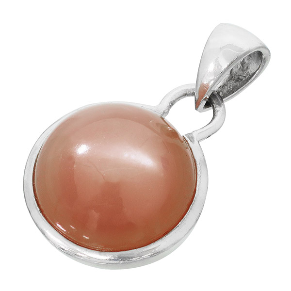 オレンジムーンストーン ラウンド シルバー ペンダントトップ 6月