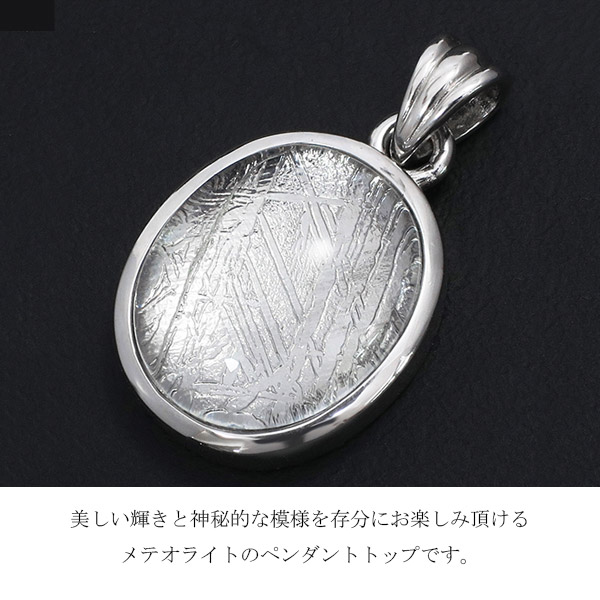 隕石 メテオライト シルバー ペンダントトップ オーバル 天然石