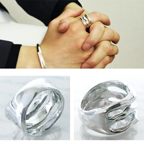 Quiet Room 槌目 3連 シルバー リング 3号～29号 槌目 シンプル