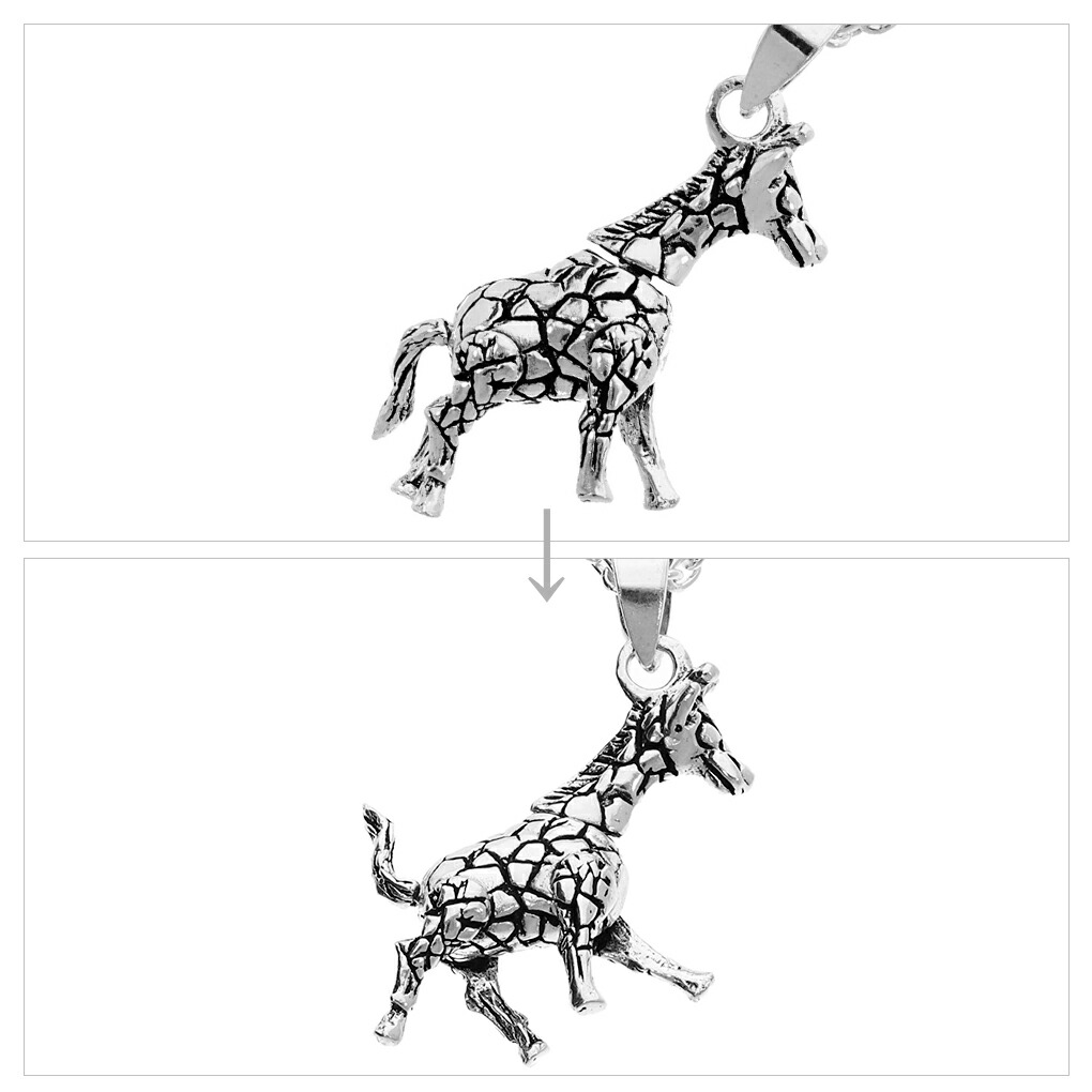 キリン 立体 シルバー ネックレス ペンダント ペンダントトップ 動物