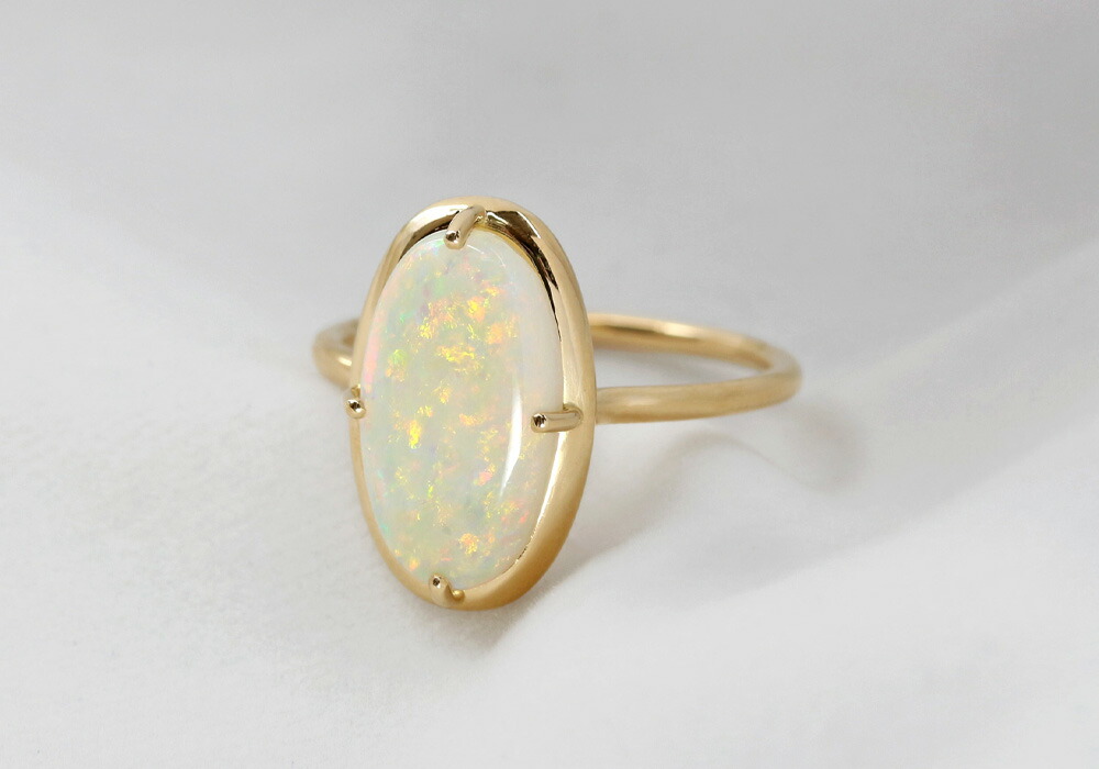 楽天市場】K18 オパール 2.163ct 一粒リング 13号 イエローゴールド