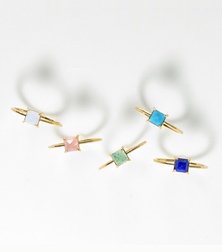 楽天市場】K18 K10 グリーンアベンチュリン スクエア 一粒 リング 1