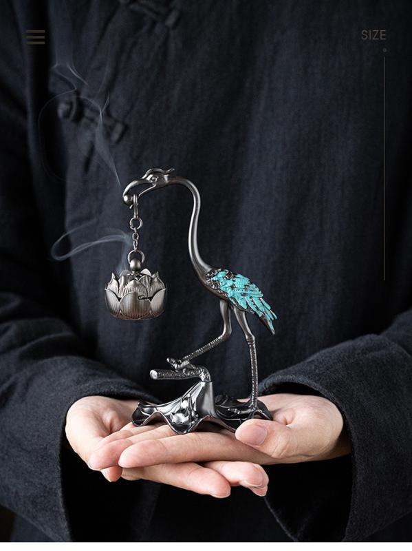 楽天市場】香炉 鶴 ミニ 陶器製 室内用 家庭用 渦巻き型線香用 香立て