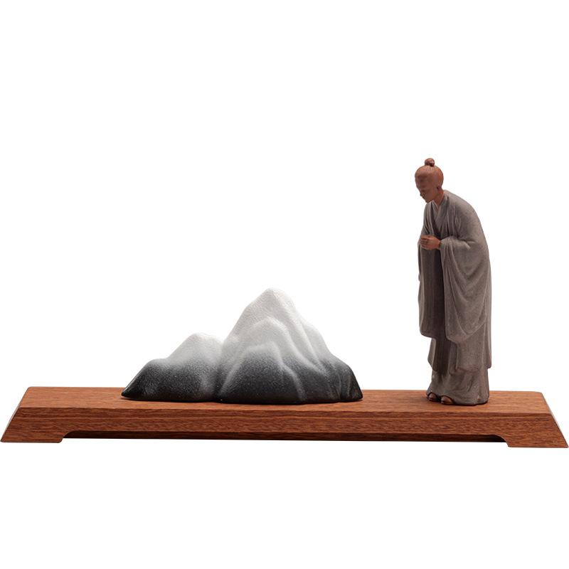 楽天市場】置物 中国風 小道士 フィギュア 禅意 紫砂 人物像 工芸品 新