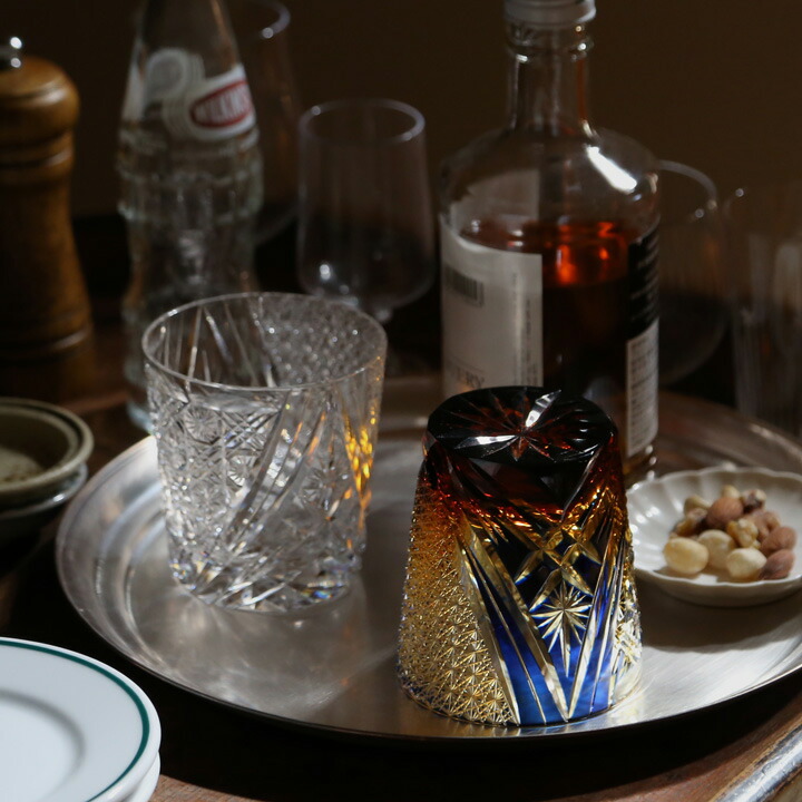 楽天市場】江戸切子 オールド 雅 瑠璃/琥珀 大場硝子 ロックグラス