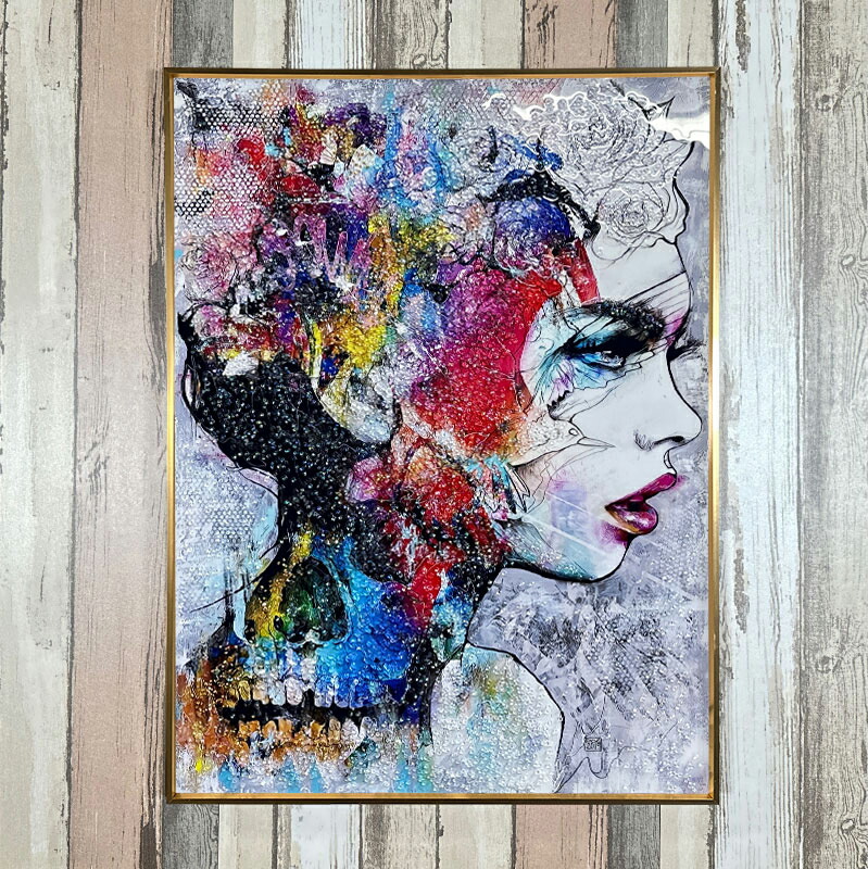 楽天市場】水晶パネル アートパネル 60×80cm ポップアート 金フレーム