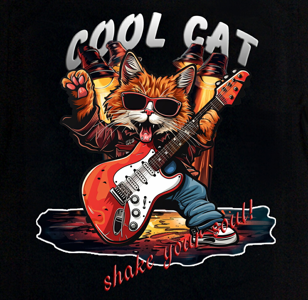 楽天市場】GENJU ねこ エレキギター ギタリスト メンズ レディース