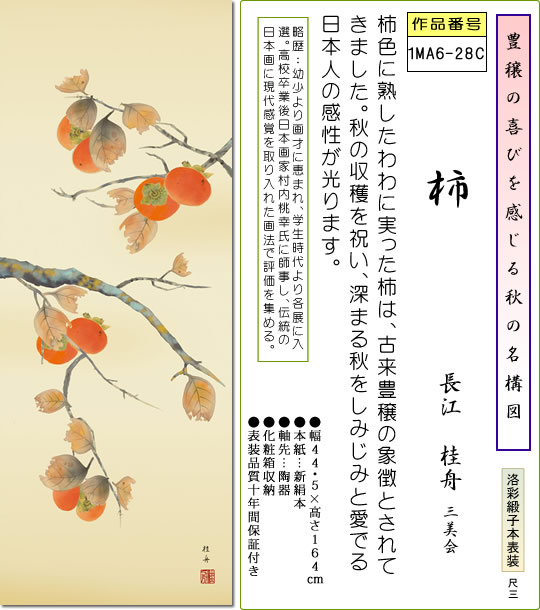 掛軸 掛け軸-柿/長江桂舟(尺三)小さい床の間 和室 モダン お洒落 日本