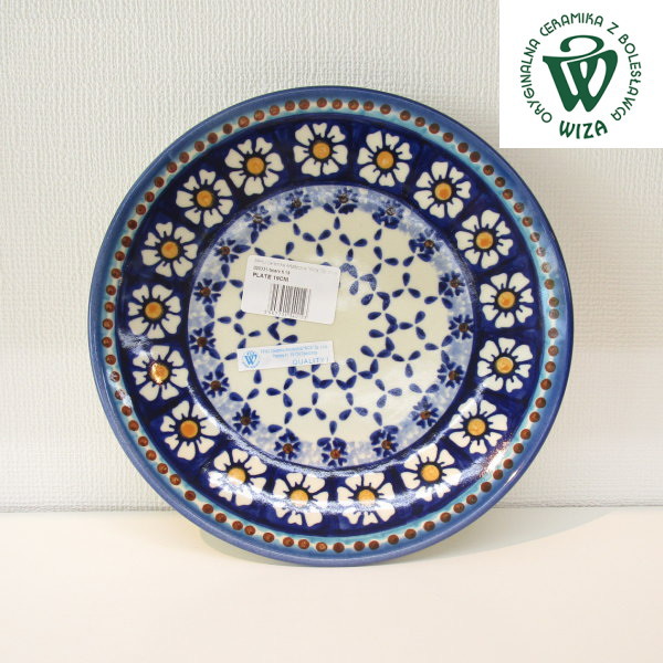 楽天市場】ポーリッシュポタリー プレート 19cm（青）食パン皿 花柄