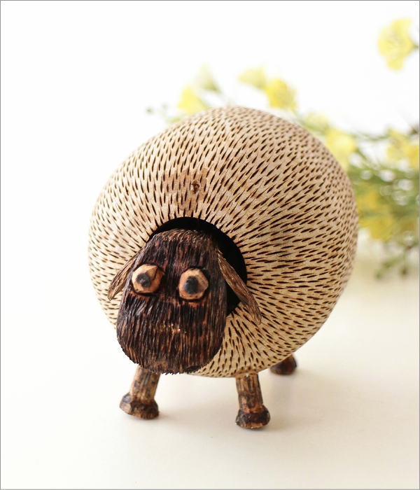 楽天市場】羊 置物 オブジェ 首振り ゆらゆら 木彫り ひつじ 置き物