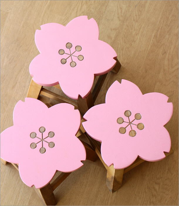 楽天市場】スツール 木製 子供 椅子 おしゃれ 桜 花型 ミニスツール