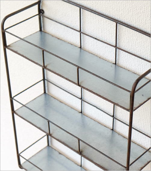 楽天市場】ウォールシェルフ 3段 アンティーク アイアン キッチン 収納