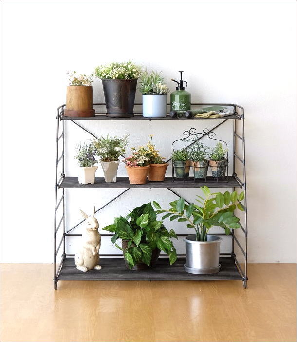 楽天市場】オープンラック 3段 アイアン 可動棚 オープンシェルフ 観葉