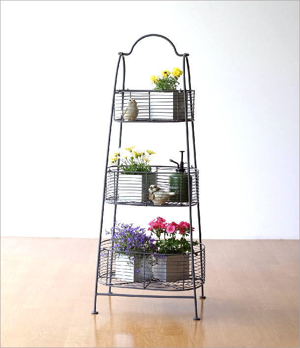 楽天市場】フラワーラック 3段 バスケット ガーデンラック 3段棚