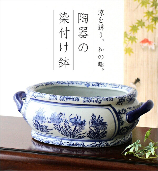楽天市場】金魚鉢 陶器 おしゃれ 和風 水鉢 メダカ鉢 かわいい レトロ