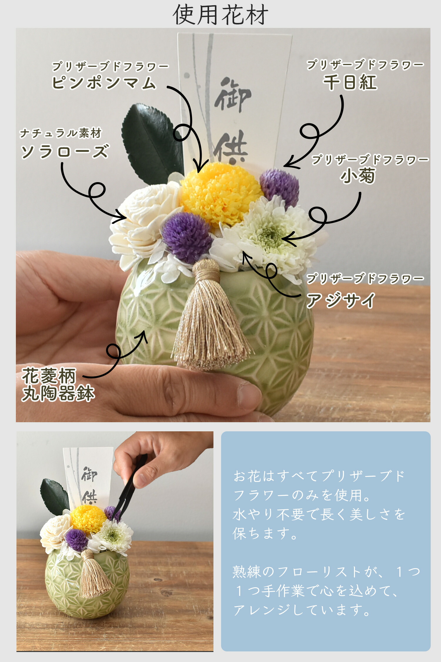 楽天市場】線香セット 御供 プリザーブドフラワー お悔やみ 電報 送料