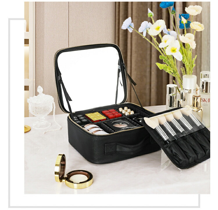 楽天市場】トラベルポーチ 鏡付き 大容量 メイクボックス コスメ