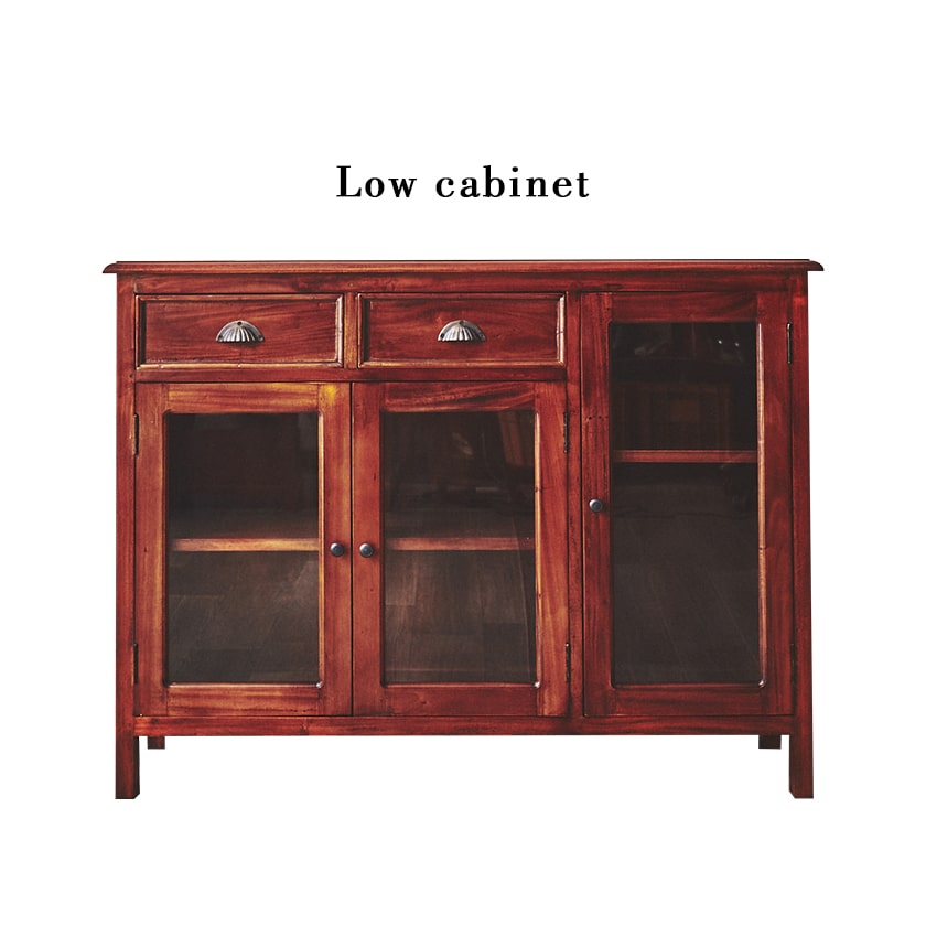 楽天市場】ローキャビネット 木製 マホガニー材 完成品 コロニアル様式