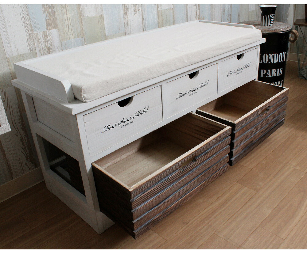 楽天市場】ベンチチェスト 北欧 アンティーク風 白 ホワイト おしゃれ