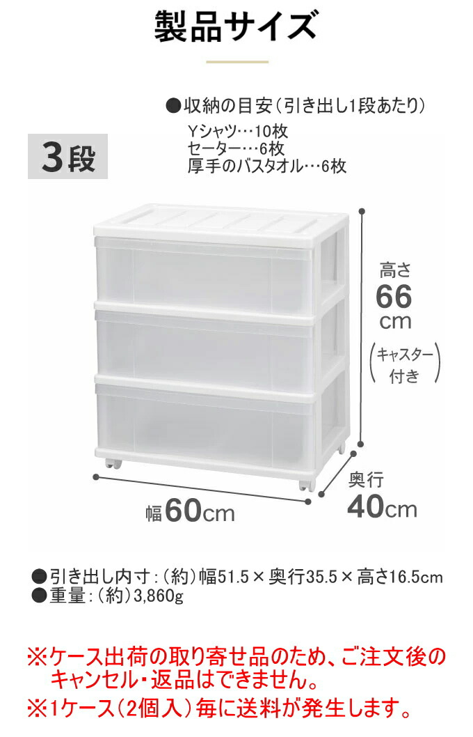 楽天市場】クローゼットワイドチェスト 3段 ホワイト 2個セット SCW