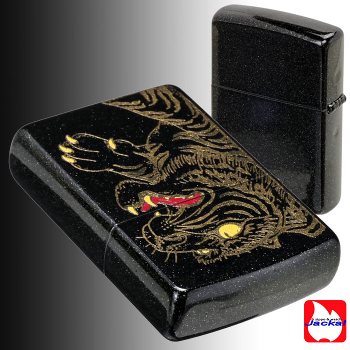 寅 zippo(ジッポーライター)虎 トラ 干支 和柄 2 虎 ブラックラメ加工