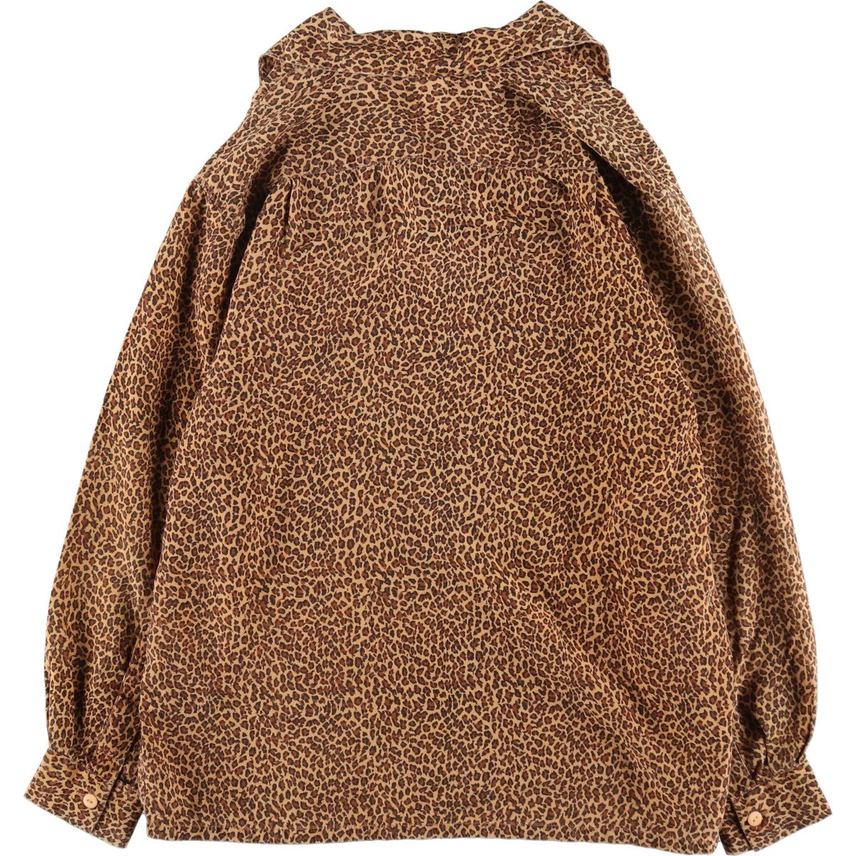 古着 STUDIO A レオパード柄 ヒョウ柄 オープンカラー 長袖 シルク