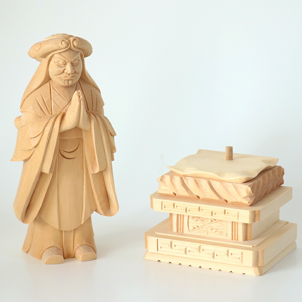 仏像 【総白木】 中山鬼子母神 3.0寸（高さ：160mm） 木彫 きしもじん
