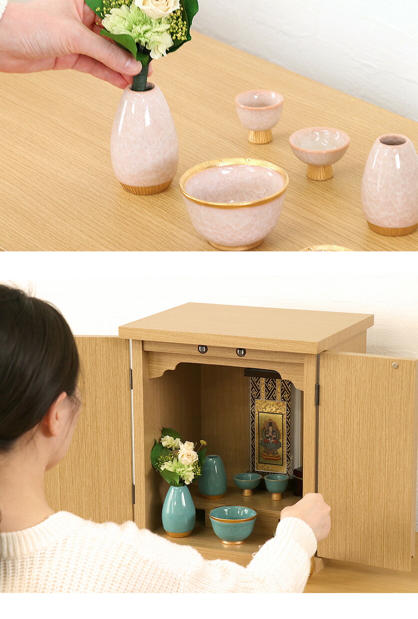 楽天市場】仏具 セット 家具調仏具6点セット「貫入桜」六具足 仏具