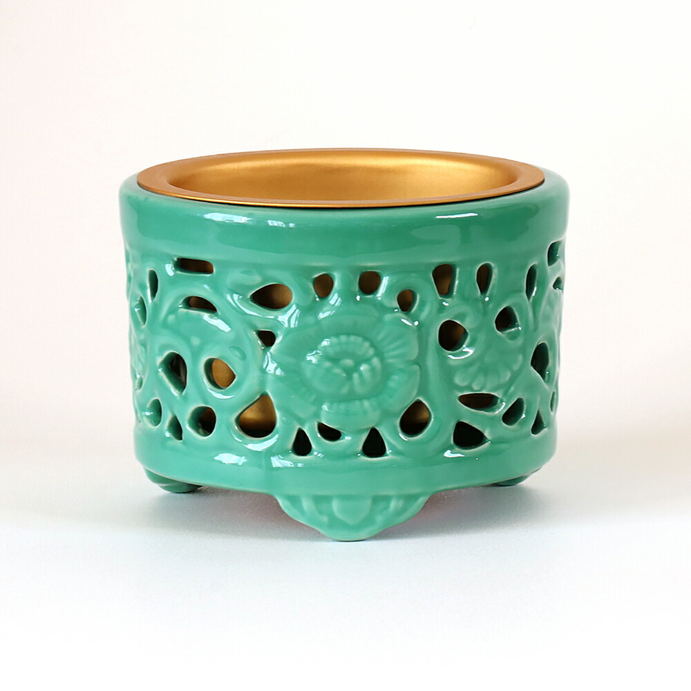 陶器 香炉 青磁 透かし香炉 4寸 香炉 仏具 | 仏壇・位牌・神棚のなー