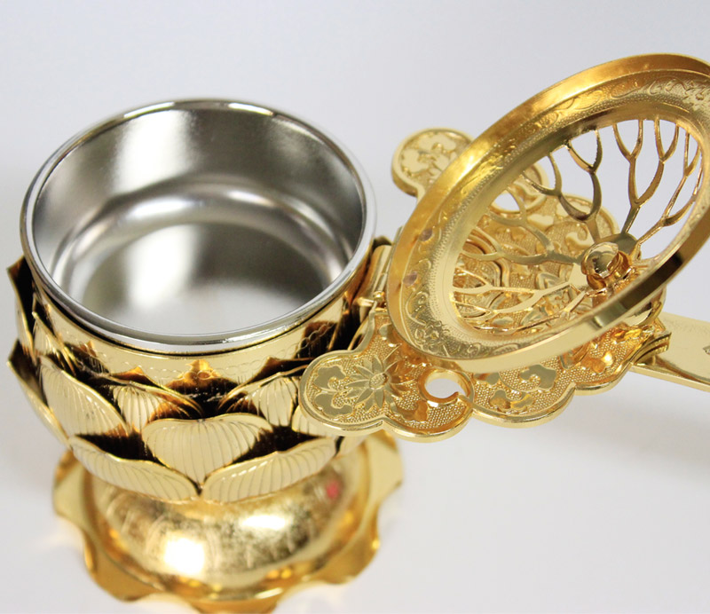 楽天市場】蓮華型柄香炉 金メッキ仕上 日本製 （5380-0300） : 仏壇