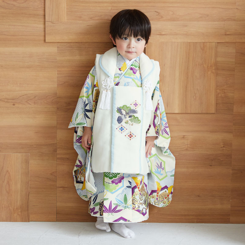 楽天市場】【レンタル】[七五三 着物 3歳]男の子「K144 オフホワイト鷹